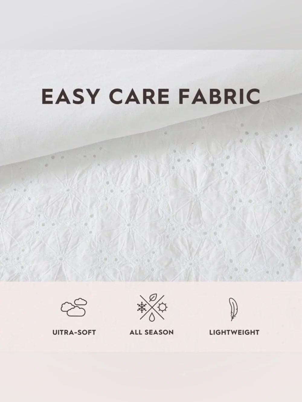 Laura Ashley Eyelet Ruffle White Microfiber Comforter Set - Twin XL - 2 Piece